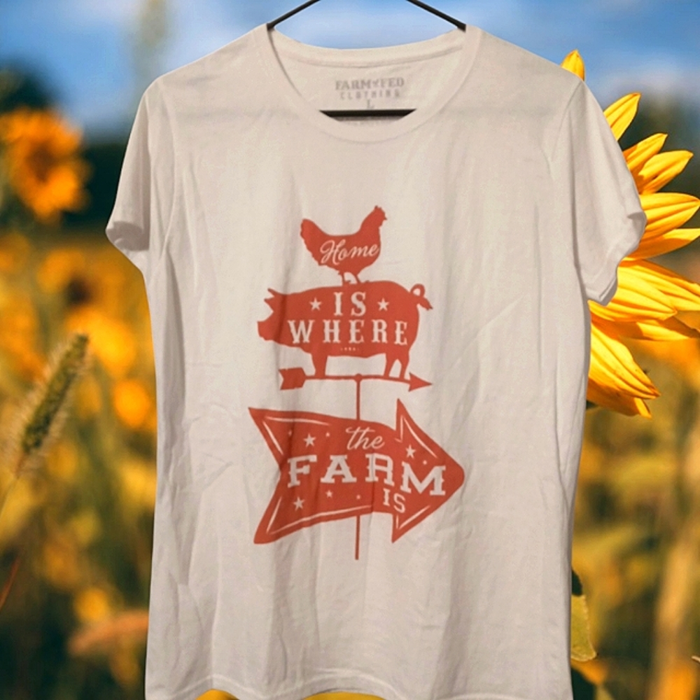 🐓- Home is where the farm is by Farm Fed clothing vintage tee Sz Lg